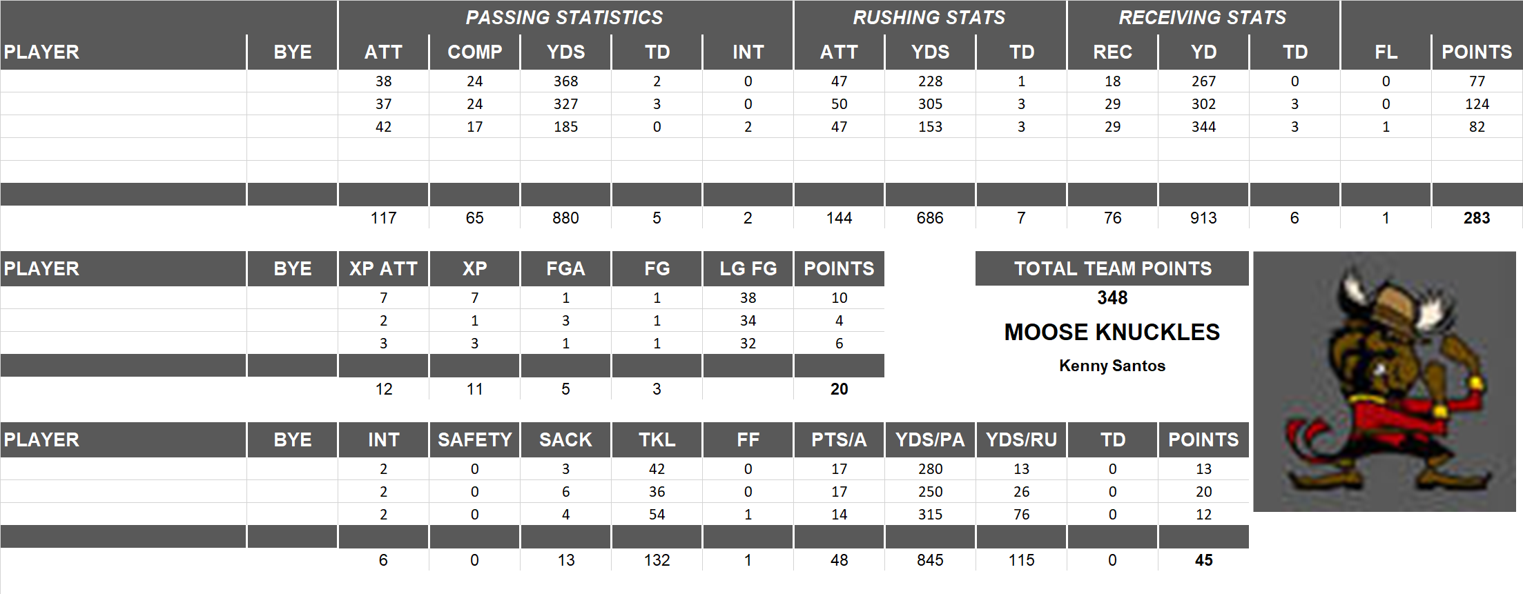 2014 National Football League Pool Playoff Team Stats