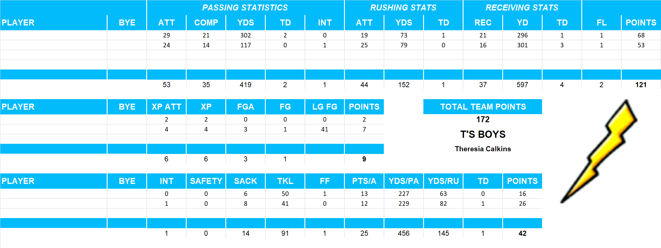2014 National Football League Pool Playoff Team Stats